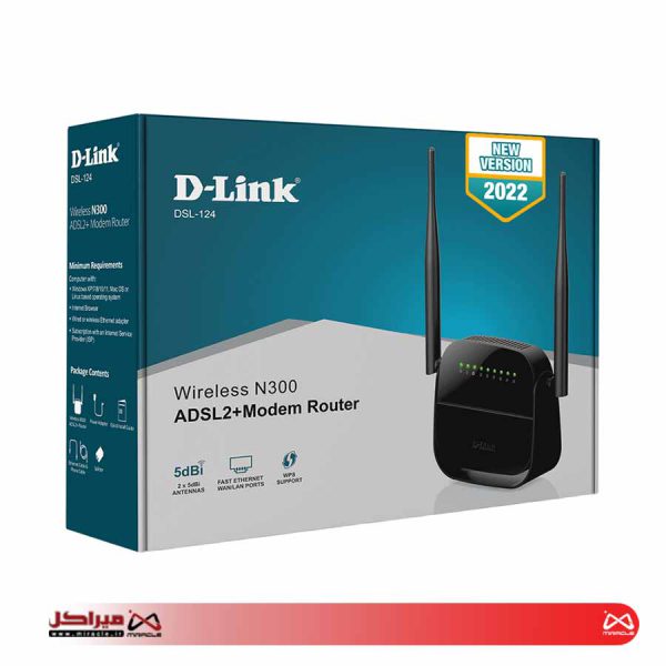 مودم روتر ADSL2 Plus بی سیم N300 دی-لینک مدل DSL-124 New - تصویر 2