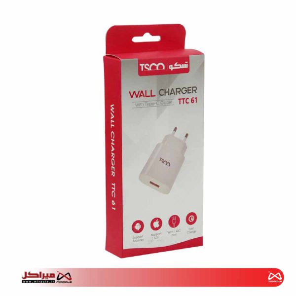 شارژر دیواری تسکو مدل TTC61 به همراه کابل تبدیل USB-C - تصویر 2
