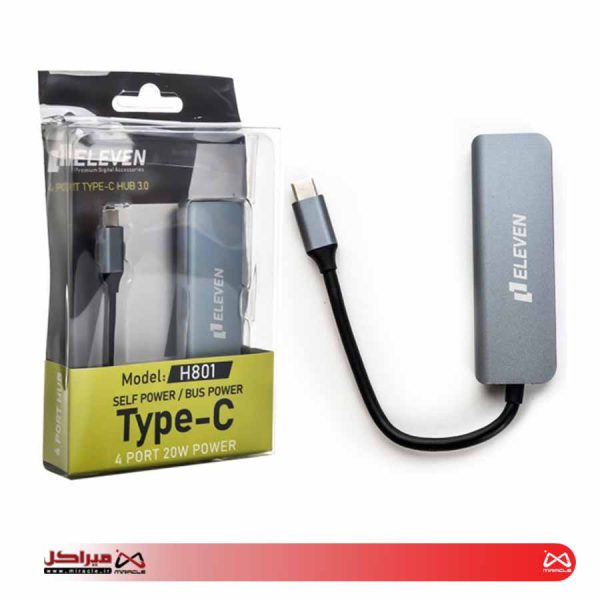 هاب 4 پورت USB 2.0 پورت ایلون مدل TYPE-C H801 - تصویر 3