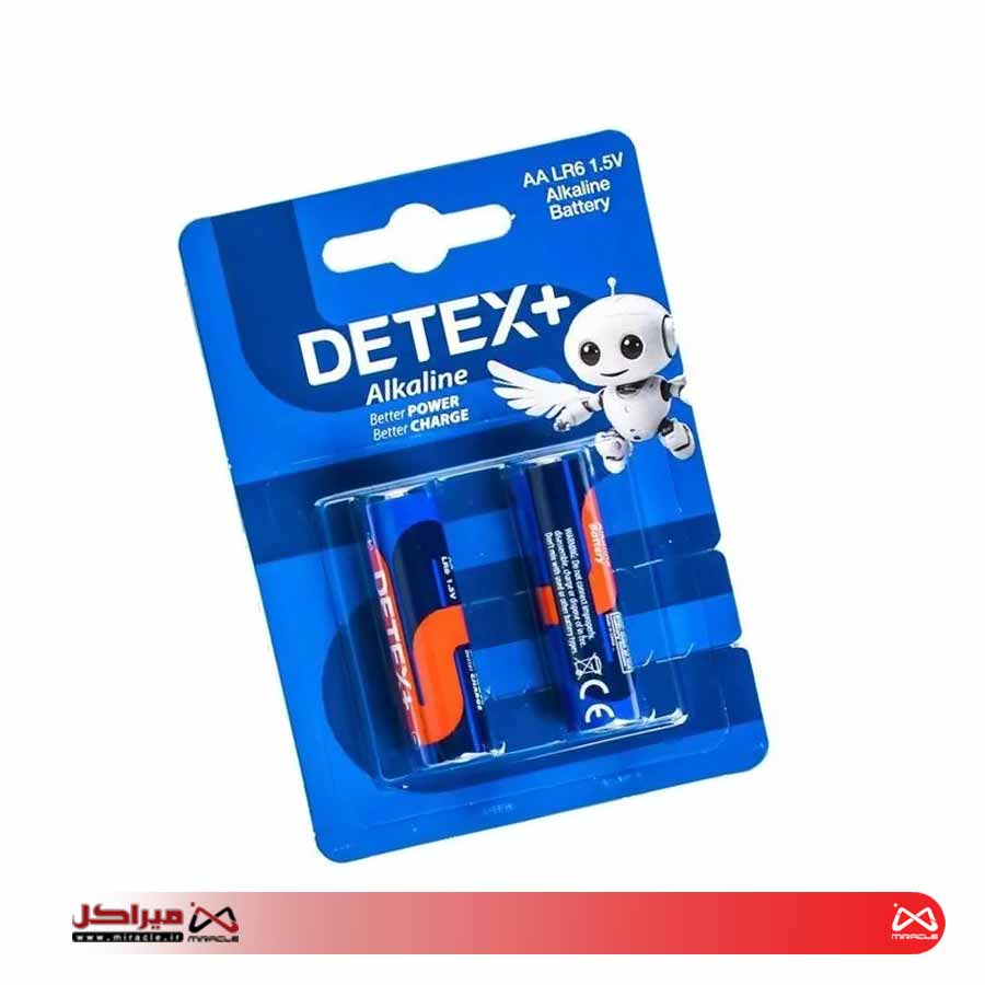 باتری قلمی آلکالاین دیتکس پلاس مدل DETEX+ Alkaline AA LR6 1.5V بسته 2 عددی